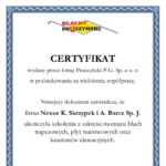 Pruszyński P.G. Sp. z o.o. Certificat - certyfikat Pruszyński P.G. Sp. z o.o.